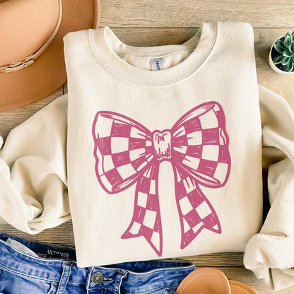 Checkered Bow PNG, Coquette Bow PNG - 300 DPI Design for T-Shirt