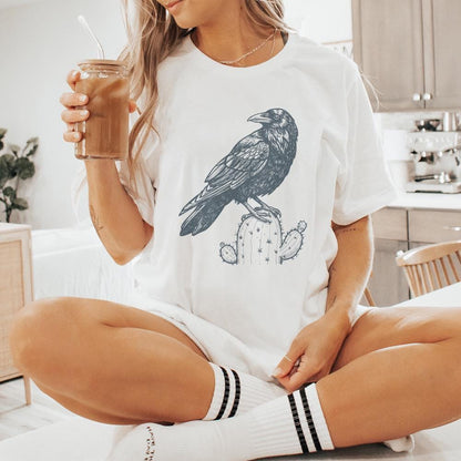 Cactus Crow PNG Digital Download, Retro Vintage Clip Art - 300 DPI Design