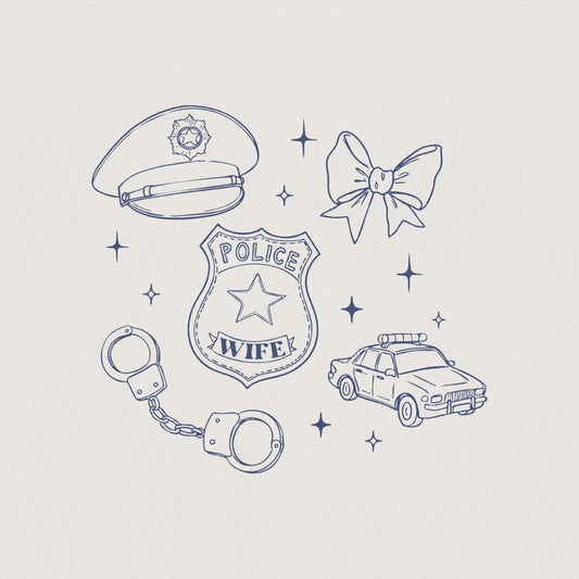 Police Wife PNG, Coquette Bow Shirt - 300 DPI Design for T-Shirt