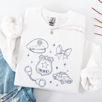 Police Wife PNG, Coquette Bow Shirt - 300 DPI Design for T-Shirt