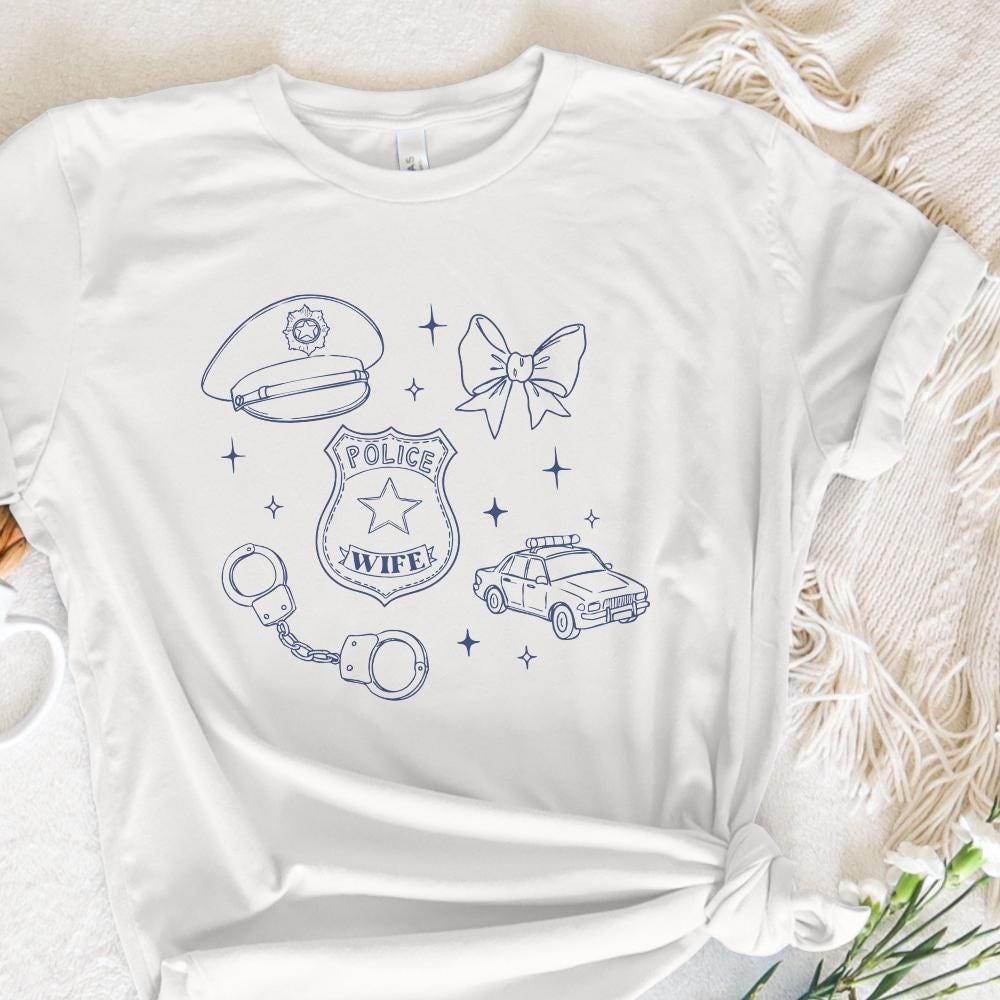Police Wife PNG, Coquette Bow Shirt - 300 DPI Design for T-Shirt