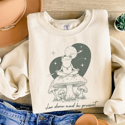 Trendy Artsy Frog Mushroom Design, Cute Frog png - 300 DPI Design for