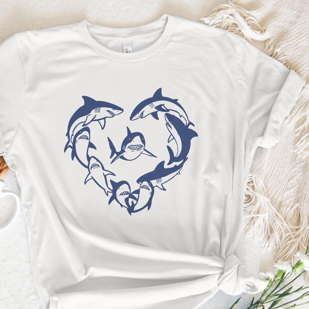 Ocean Theme Heart Shark PNG, Shark Clipart Design - 300 DPI Design for