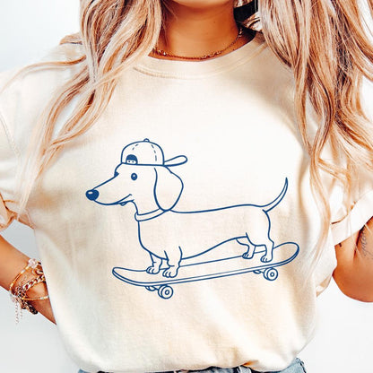 Skateboarding Dog Clipart PNG, Cute Pet Art - 300 DPI Design for T-Shirt