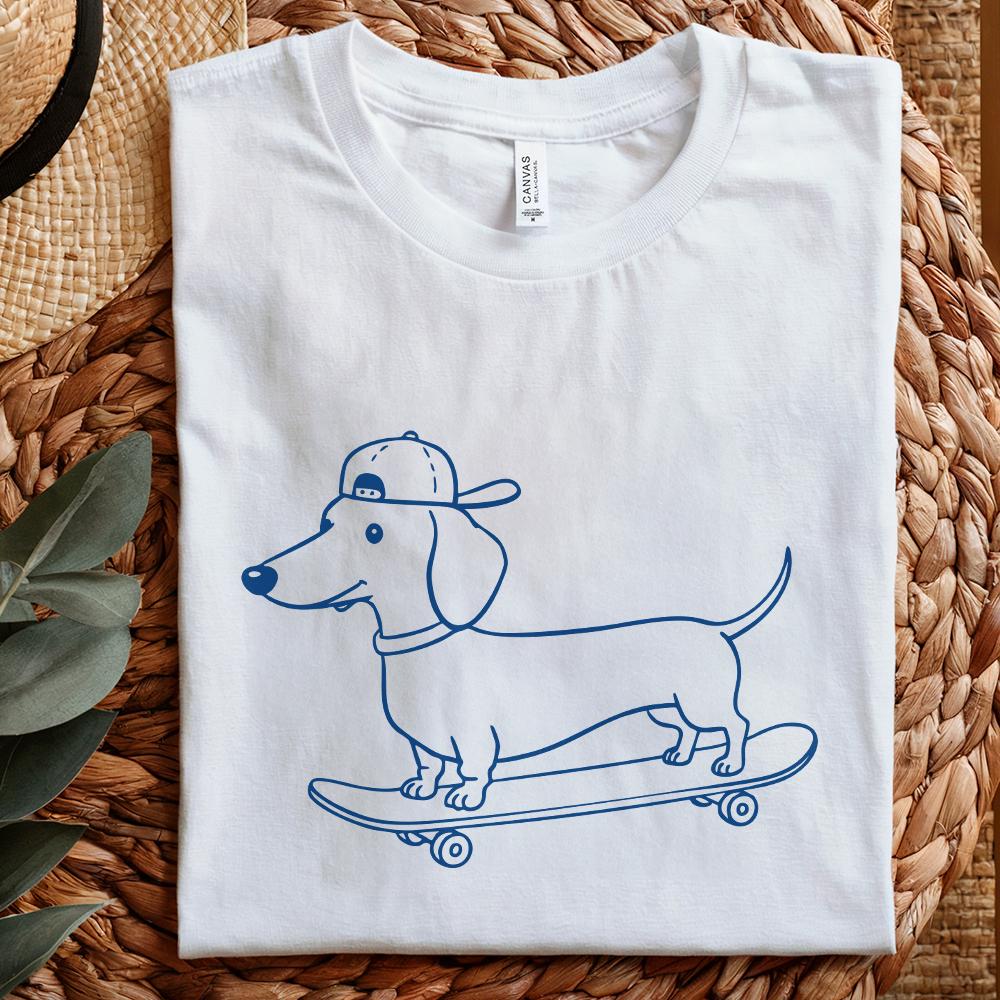 Skateboarding Dog Clipart PNG, Cute Pet Art - 300 DPI Design for T-Shirt