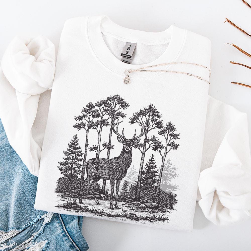 Majestic Deer PNG, Deer Art - 300 DPI Design for T-Shirt