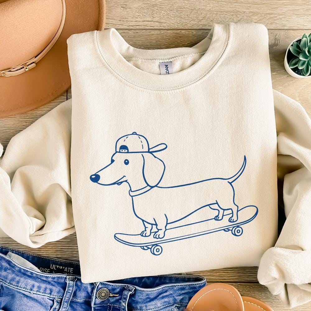 Skateboarding Dog Clipart PNG, Cute Pet Art - 300 DPI Design for T-Shirt