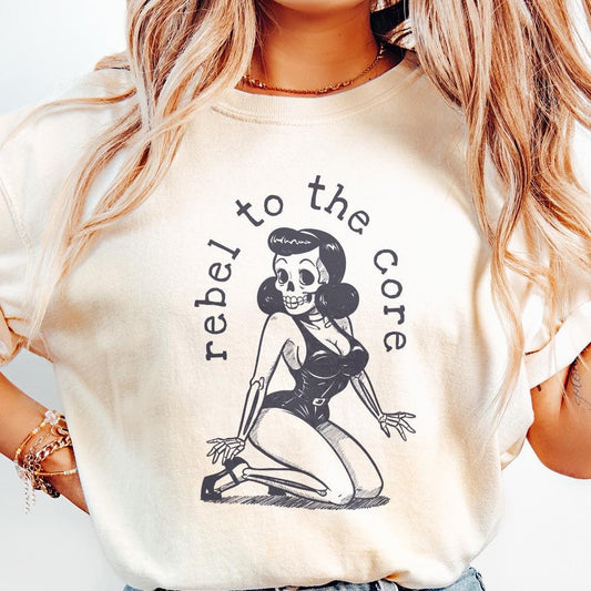 Vintage Pin Up PNG, Halloween Skeleton Clipart - 300 DPI Design for T-Shirt