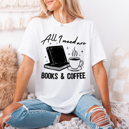 All I Need Is My Book & Coffee PNG, Book Lover PNG - 300 DPI Design for