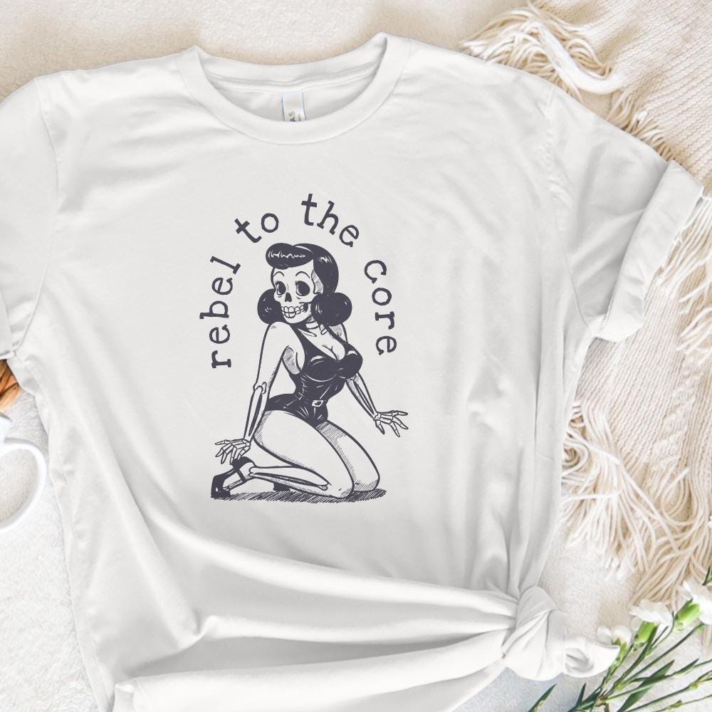 Vintage Pin Up PNG, Halloween Skeleton Clipart - 300 DPI Design for T-Shirt