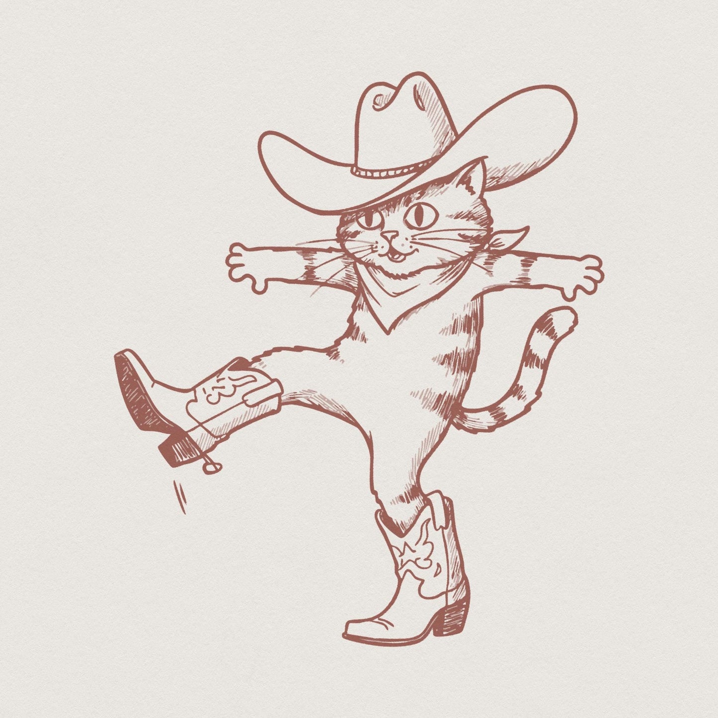 Funny Cat Design Png, Western Cowboy Cat - 300 DPI Design for T-Shirt