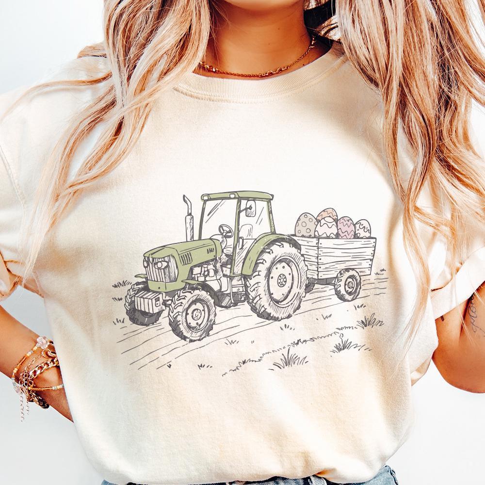Farm Tractor Sublimation, Easter Tractor PNG - 300 DPI Design for T-Shirt