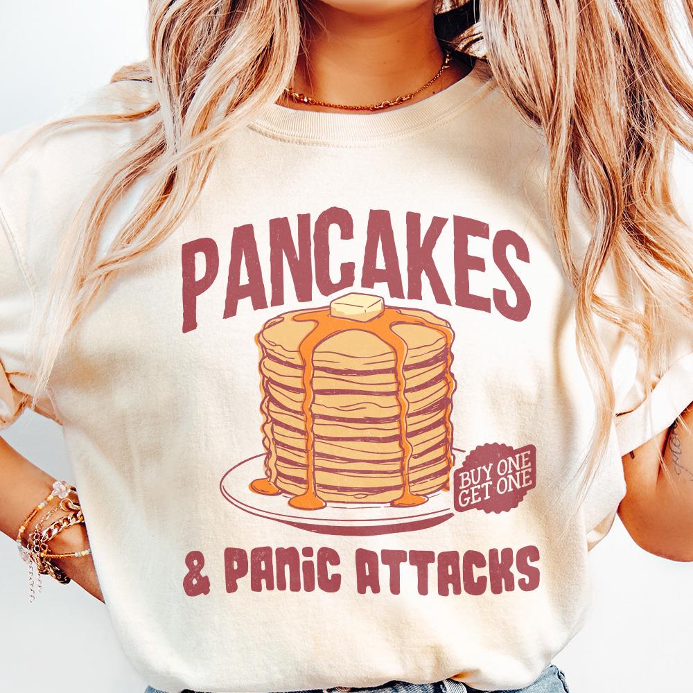 Pancakes and Panic Attacks PNG, Funny Retro Sublimation - 300 DPI Design