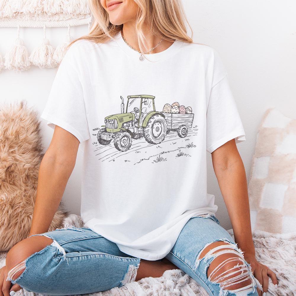 Farm Tractor Sublimation, Easter Tractor PNG - 300 DPI Design for T-Shirt