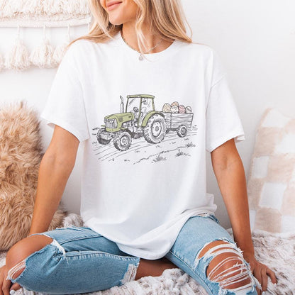 Farm Tractor Sublimation, Easter Tractor PNG - 300 DPI Design for T-Shirt