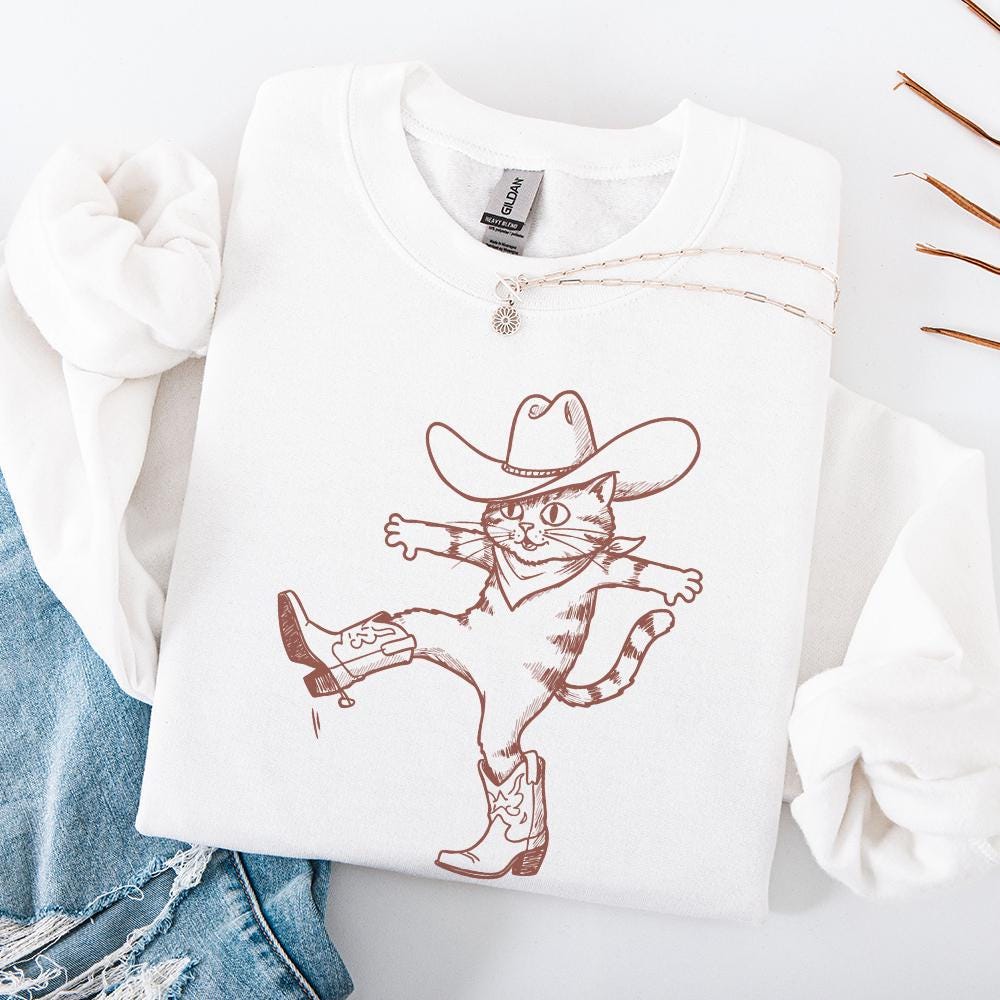 Funny Cat Design Png, Western Cowboy Cat - 300 DPI Design for T-Shirt