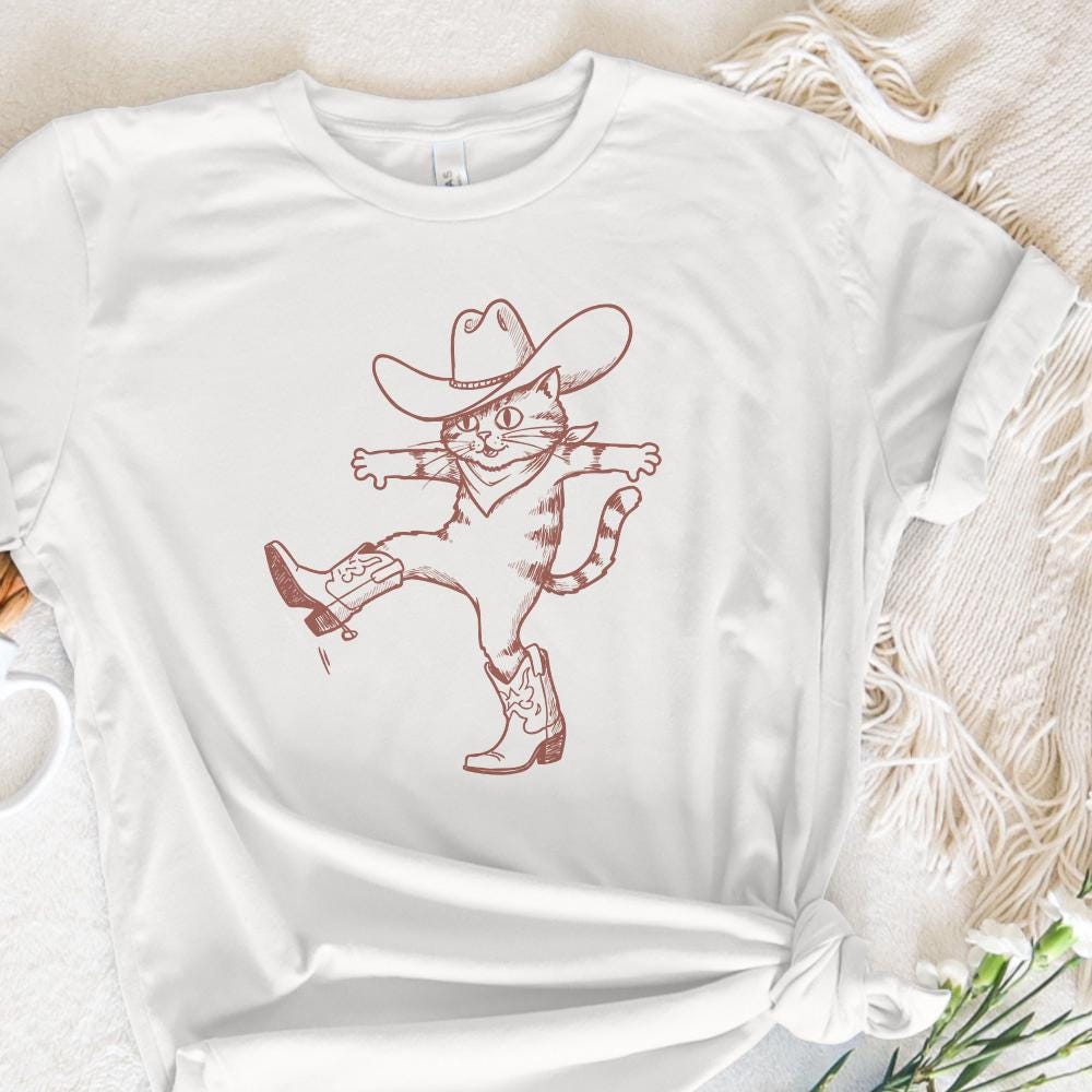Funny Cat Design Png, Western Cowboy Cat - 300 DPI Design for T-Shirt