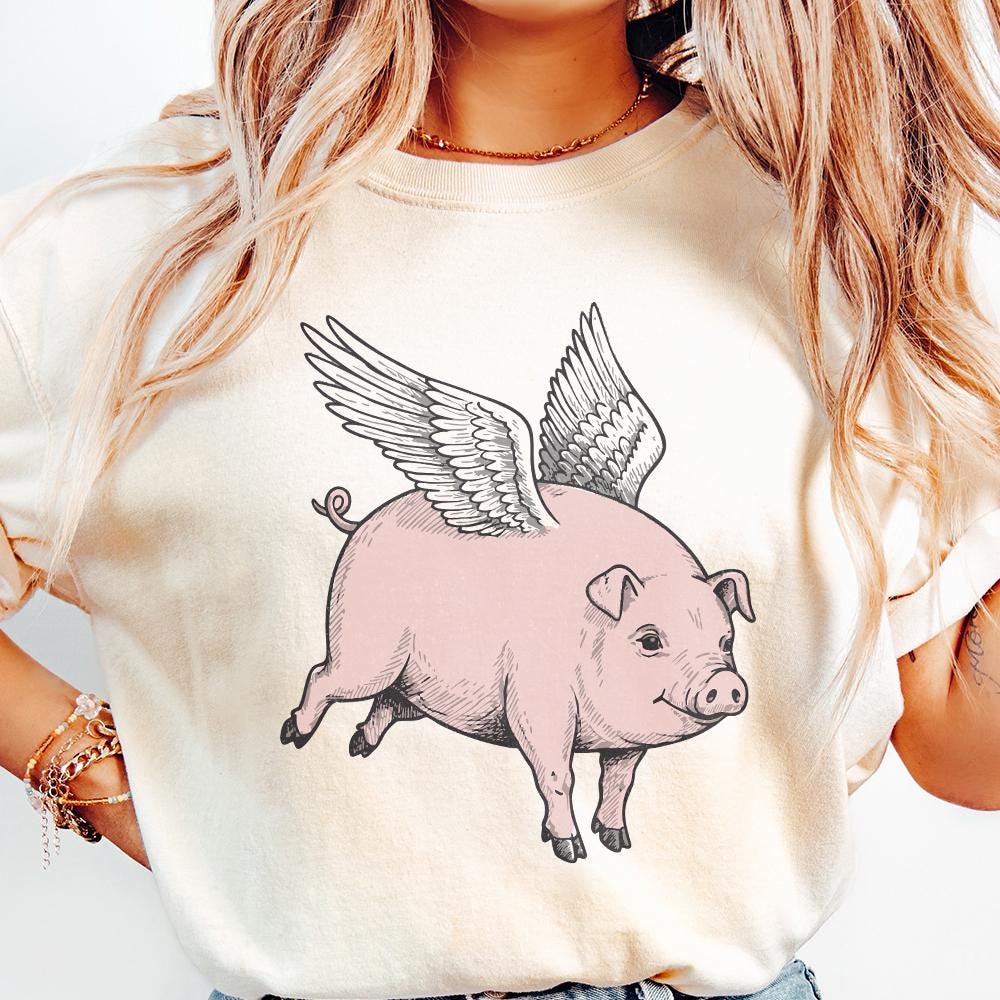 Flying Pig PNG Download, Funny Pig Clipart - 300 DPI Design for T-Shirt