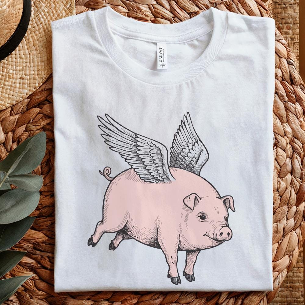Flying Pig PNG Download, Funny Pig Clipart - 300 DPI Design for T-Shirt