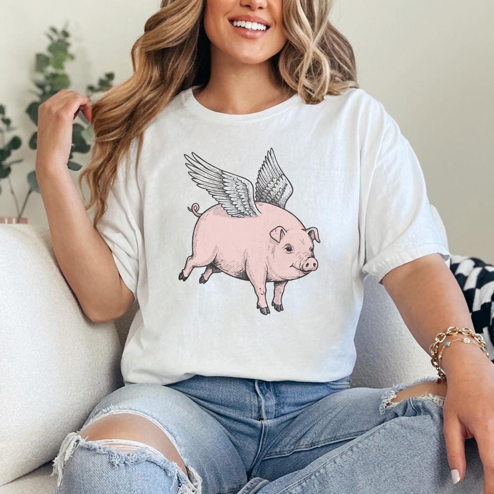 Flying Pig PNG Download, Funny Pig Clipart - 300 DPI Design for T-Shirt