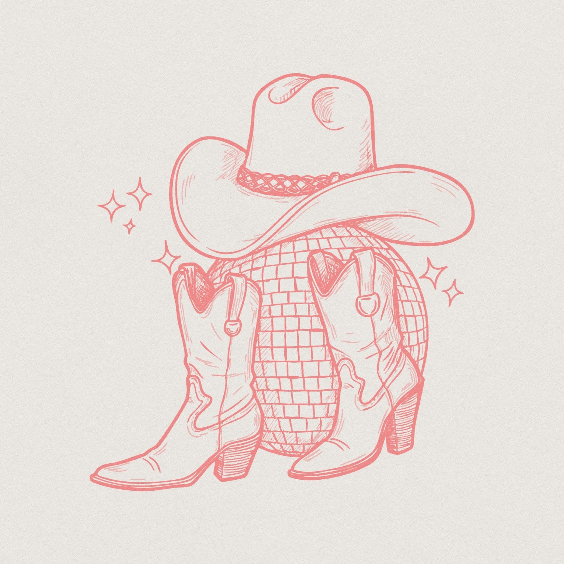 Disco Space Cowgirl PNG, Digital Download - 300 DPI Design for T-Shirt