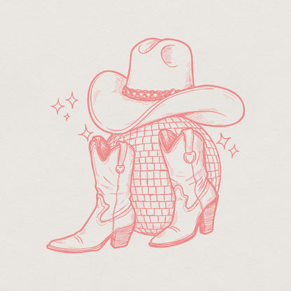 Disco Space Cowgirl PNG, Digital Download - 300 DPI Design for T-Shirt