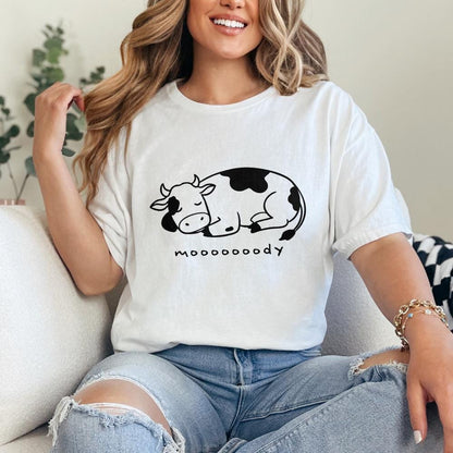 Moody Cow png, Sleepy Cow PNG - 300 DPI Design for T-Shirt