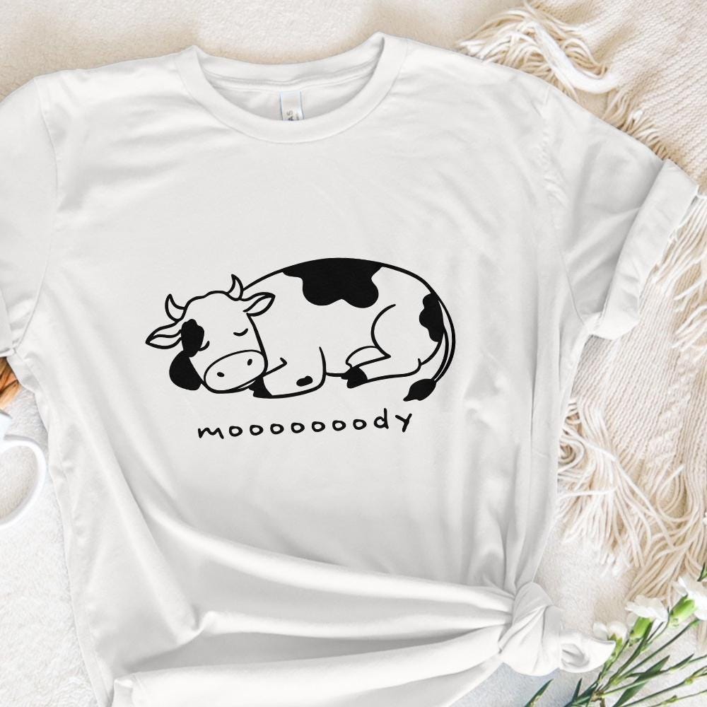 Moody Cow png, Sleepy Cow PNG - 300 DPI Design for T-Shirt