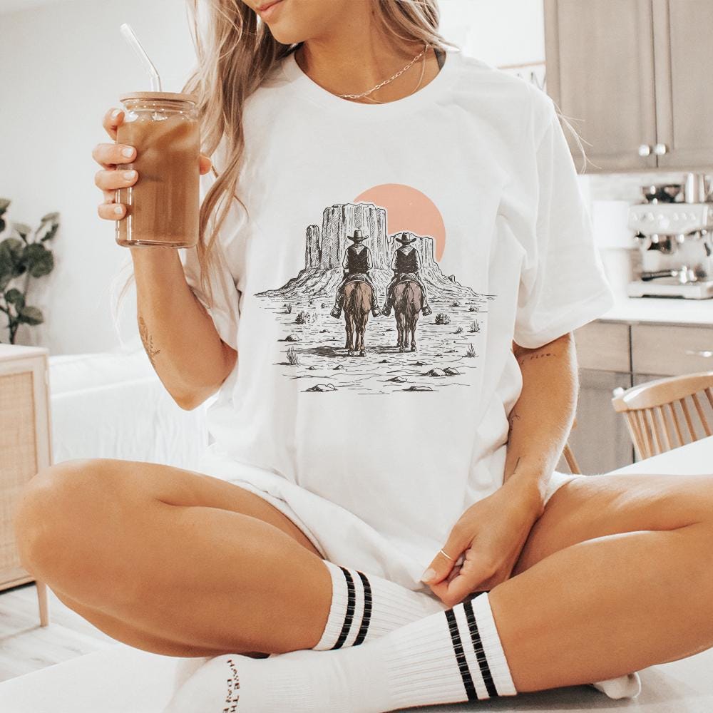 Trendy Western PNG Digital Download, Cowboy Desert Illustration - 300 DPI