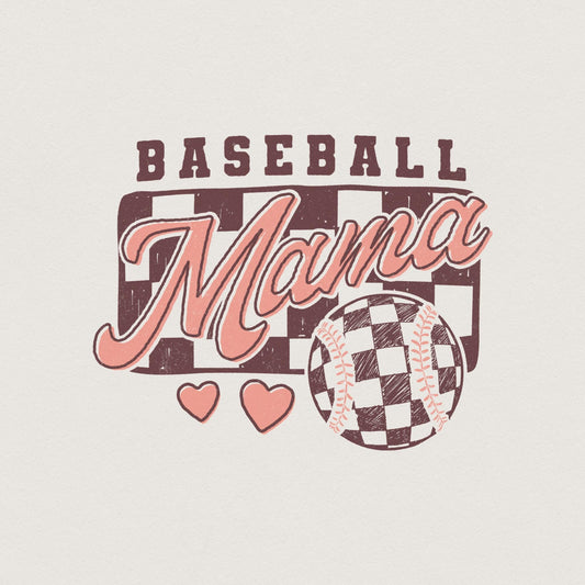 Retro Baseball Mama PNG, Baseball Bow - 300 DPI Design for T-Shirt