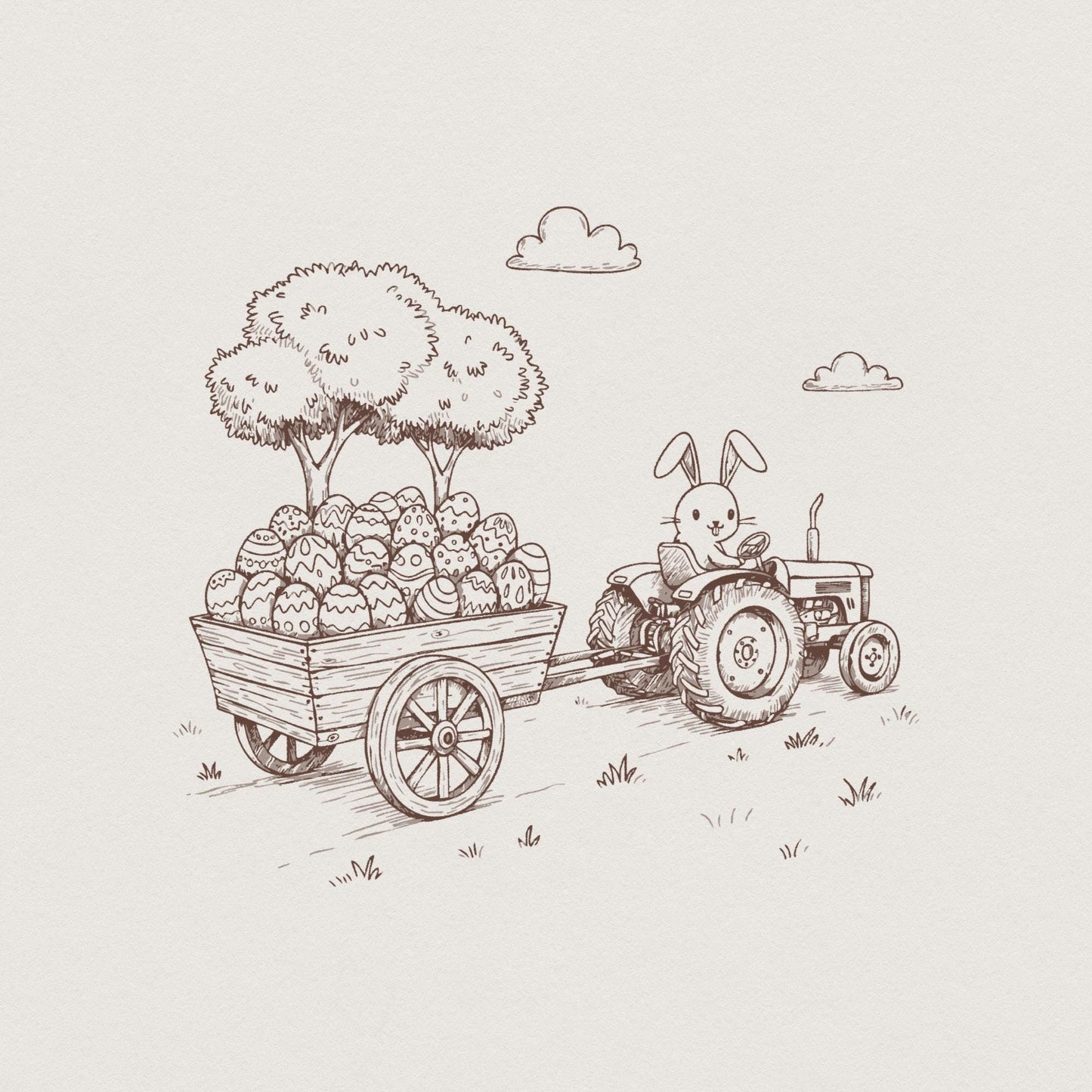 Farm Tractor, Easter Tractor PNG - 300 DPI Design for T-Shirt