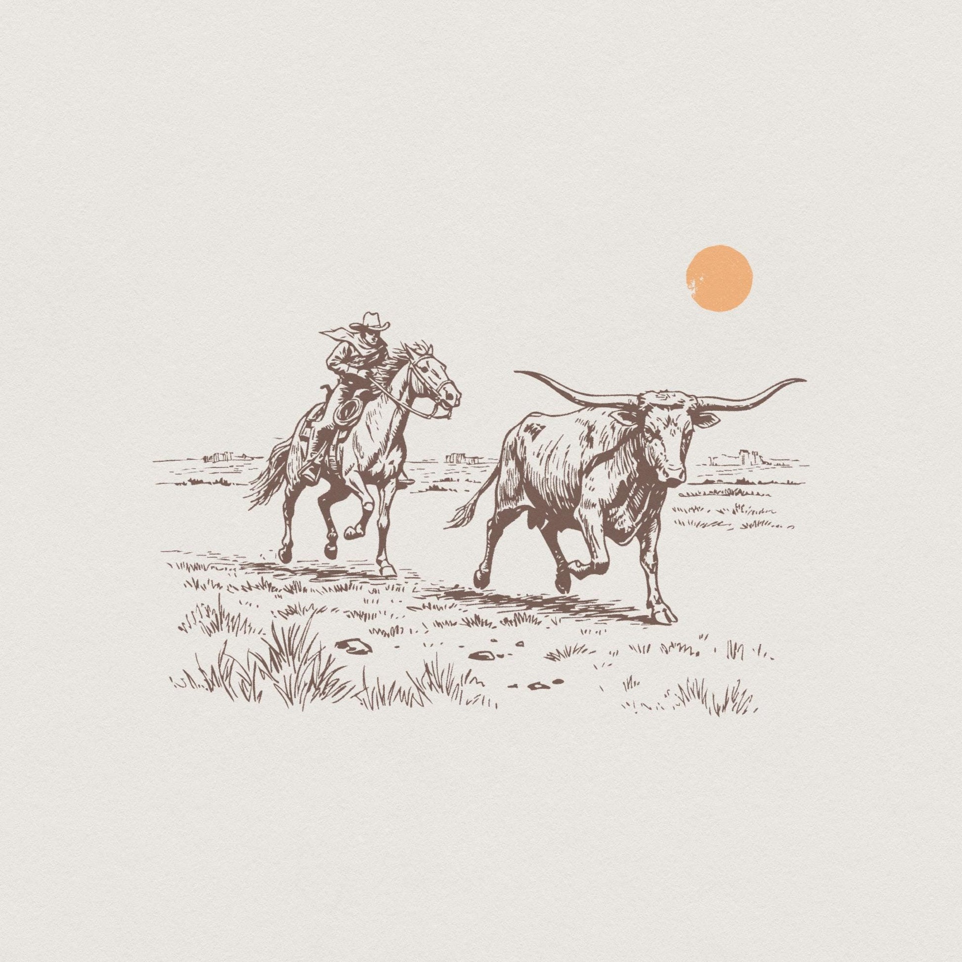 Cowboy Lasso Western PNG, Rodeo Sublimation Design - 300 DPI Design for