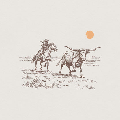 Cowboy Lasso Western PNG, Rodeo Sublimation Design - 300 DPI Design for