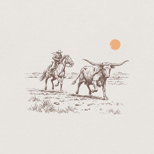 Cowboy Lasso Western PNG, Rodeo Sublimation Design - 300 DPI Design for