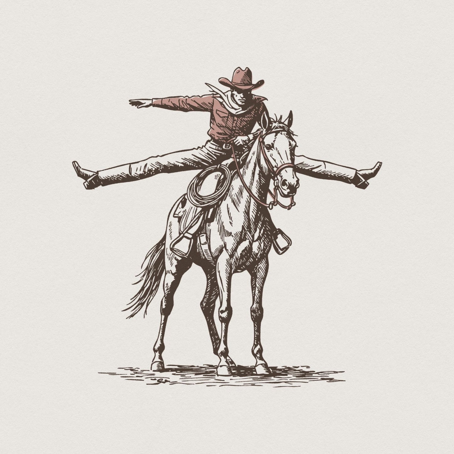 Wild Horse Cowboy Graphics PNG, Retro Western Sublimation - 300 DPI