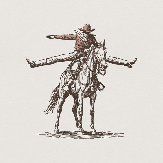 Wild Horse Cowboy Graphics PNG, Retro Western Sublimation - 300 DPI