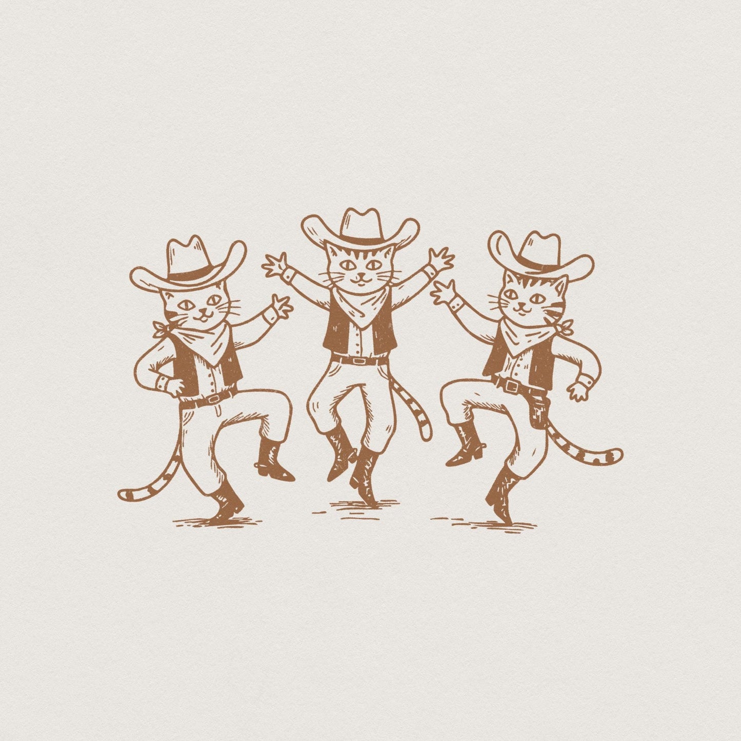 Retro Cowboy Cat Png, Funny Western Art - 300 DPI Design for T-Shirt