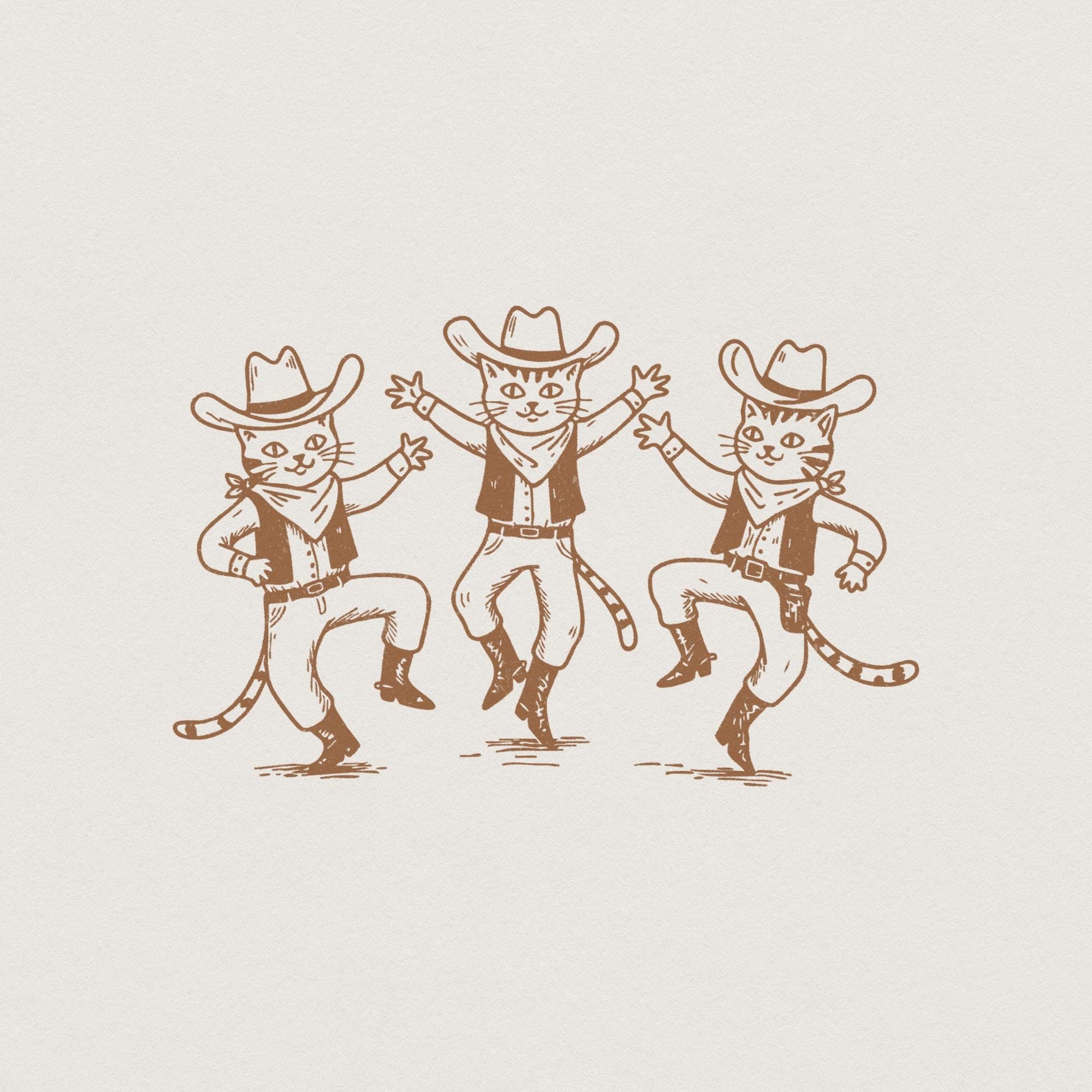 Retro Cowboy Cat Png, Funny Western Art - 300 DPI Design for T-Shirt