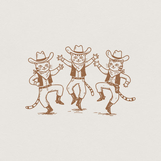 Retro Cowboy Cat Png, Funny Western Art - 300 DPI Design for T-Shirt