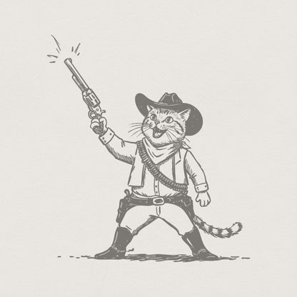 Cowboy Cat PNG, Retro Western Art - 300 DPI Design for T-Shirt