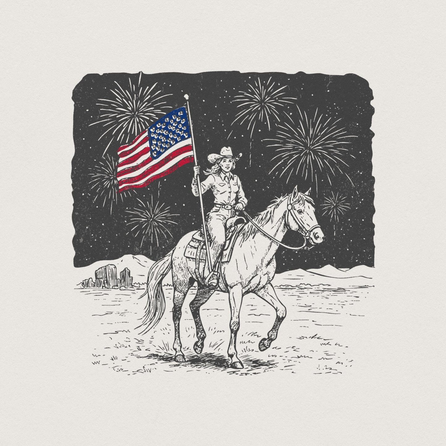 Retro Cowgirl PNG, Trendy Shirt Design - 300 DPI Design for T-Shirt