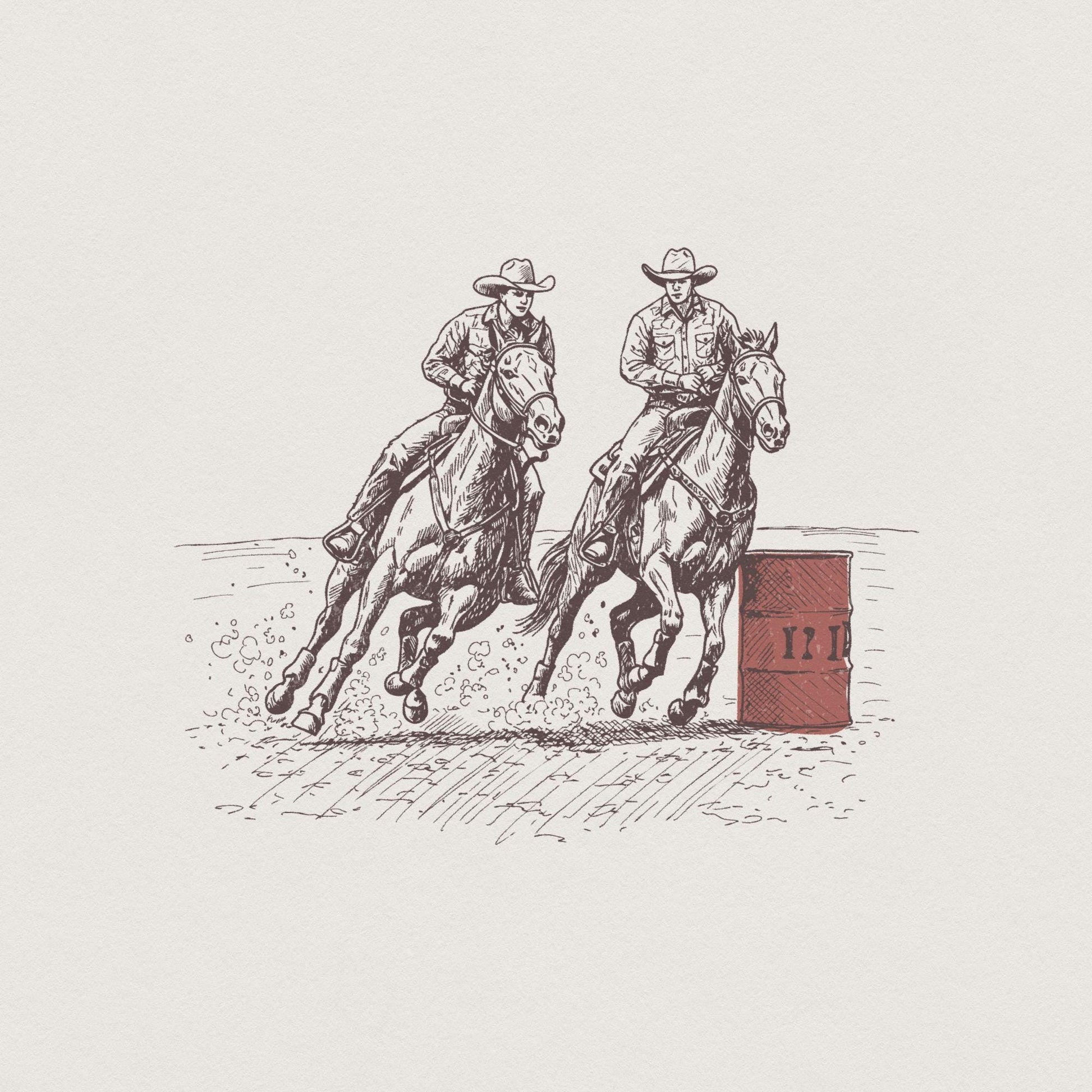 Cowgirl Barrel Racing PNG, Western Graphics - 300 DPI Design for T-Shirt