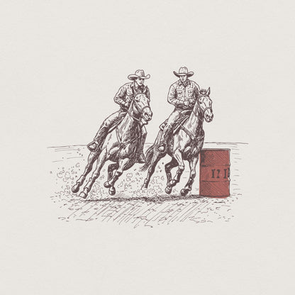 Cowgirl Barrel Racing PNG, Western Graphics - 300 DPI Design for T-Shirt