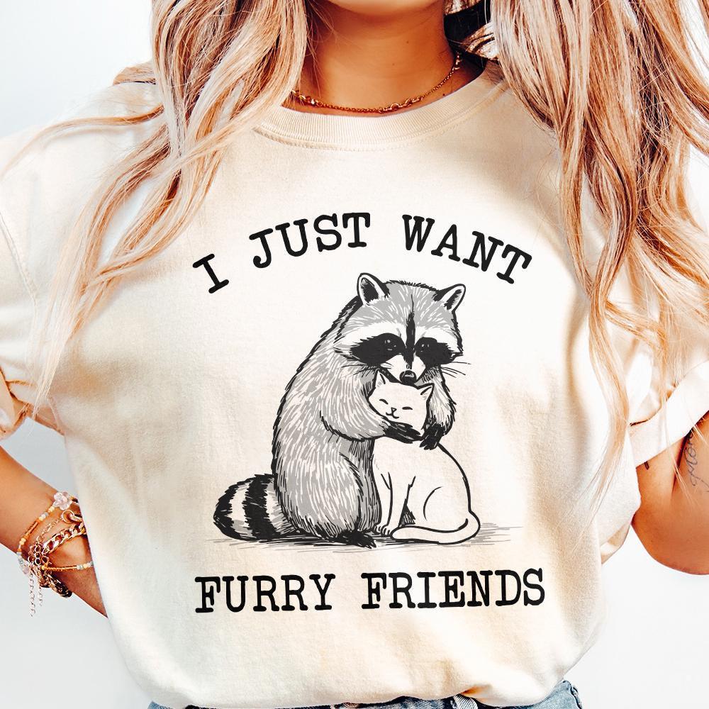 I just want Furry Friends PNG, Retro Vintage Design - 300 DPI Design for