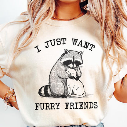 I just want Furry Friends PNG, Retro Vintage Design - 300 DPI Design for