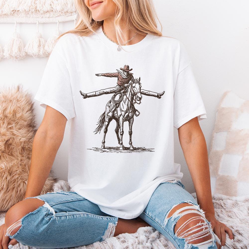 Wild Horse Cowboy Graphics PNG, Retro Western Sublimation - 300 DPI