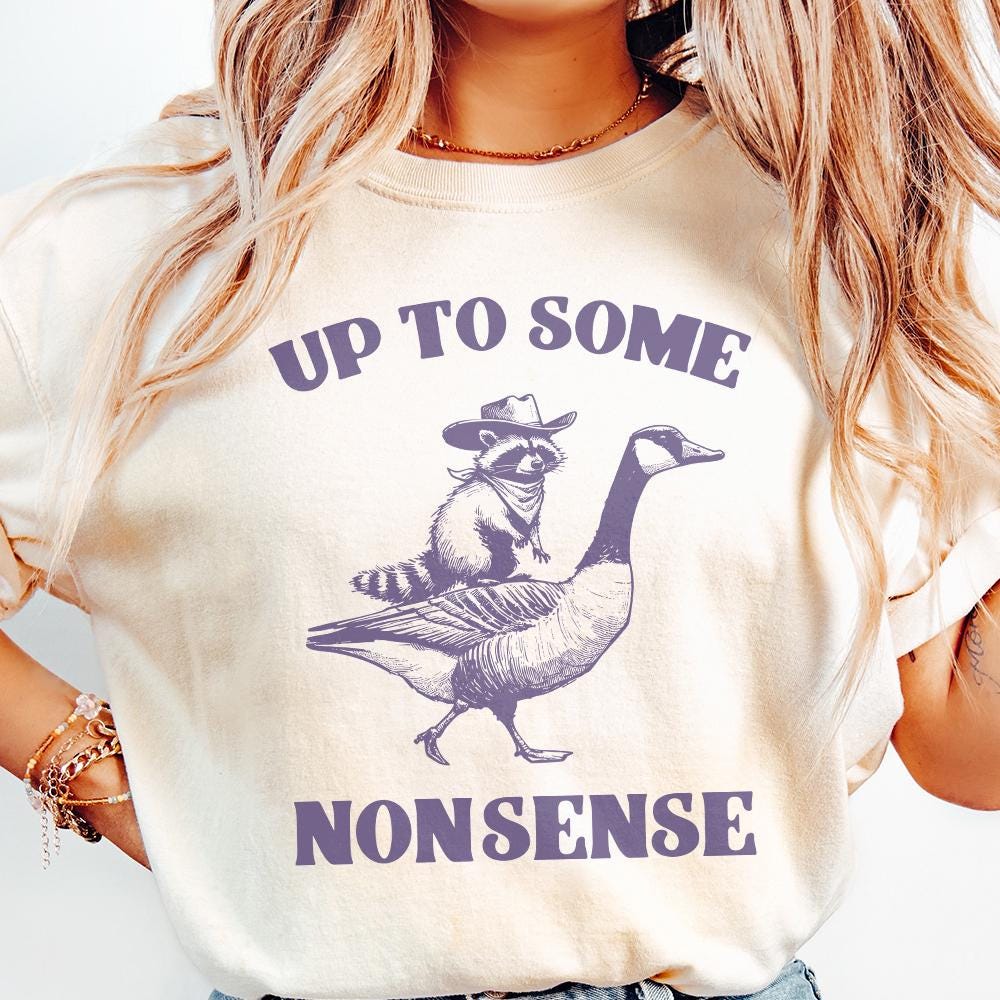 Up to Some Nonsense Raccoon PNG Funny Animal PNG Vintage Animal Quote