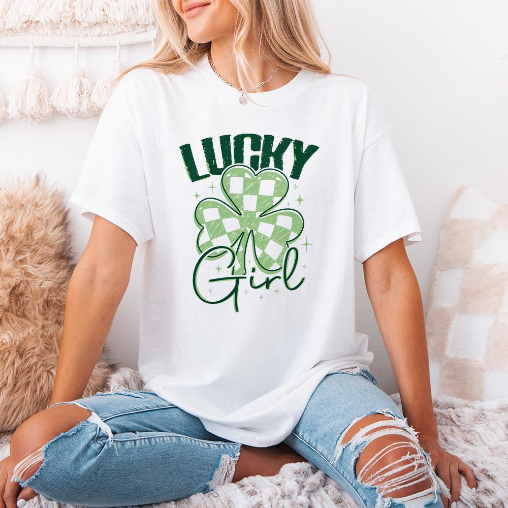 Lucky Girl PNG, St Patrick's Day Western - 300 DPI Design for T-Shirt