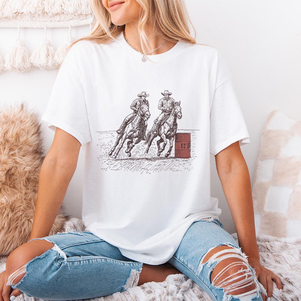 Cowgirl Barrel Racing PNG, Western Graphics - 300 DPI Design for T-Shirt