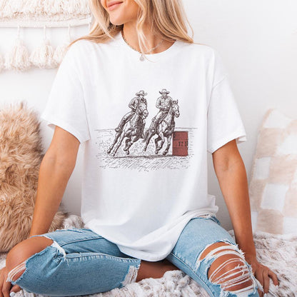 Cowgirl Barrel Racing PNG, Western Graphics - 300 DPI Design for T-Shirt